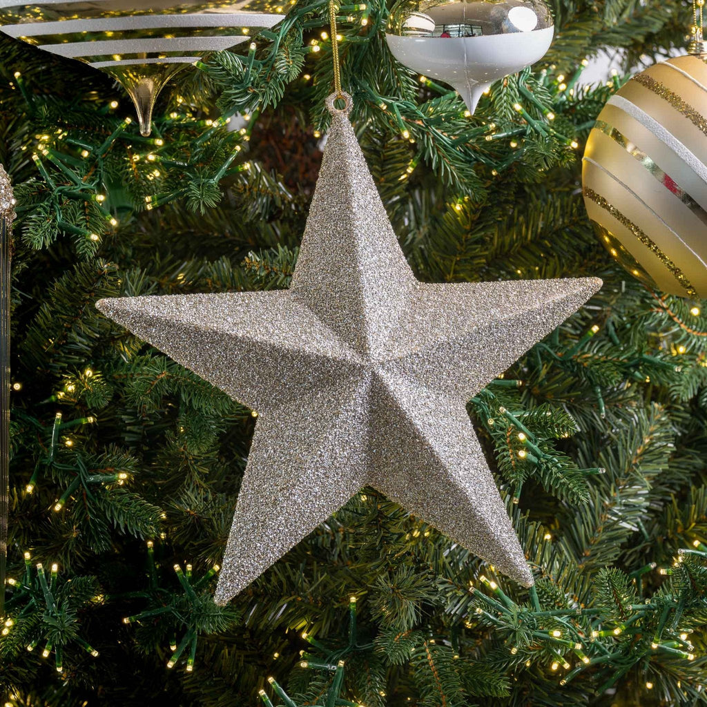 12" Textured Champagne Star Ornament