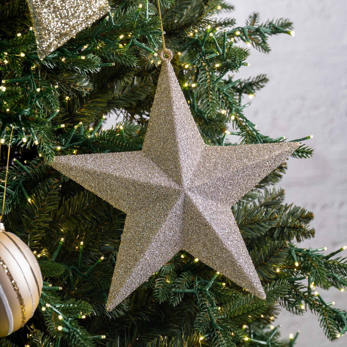 12" Textured Champagne Star Ornament