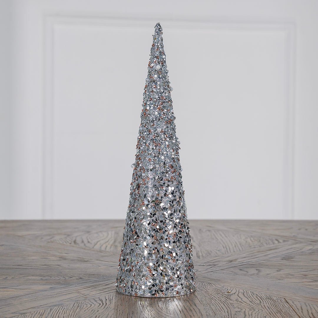 15" Silver & Rose Gold Sequin Conical Table Top
