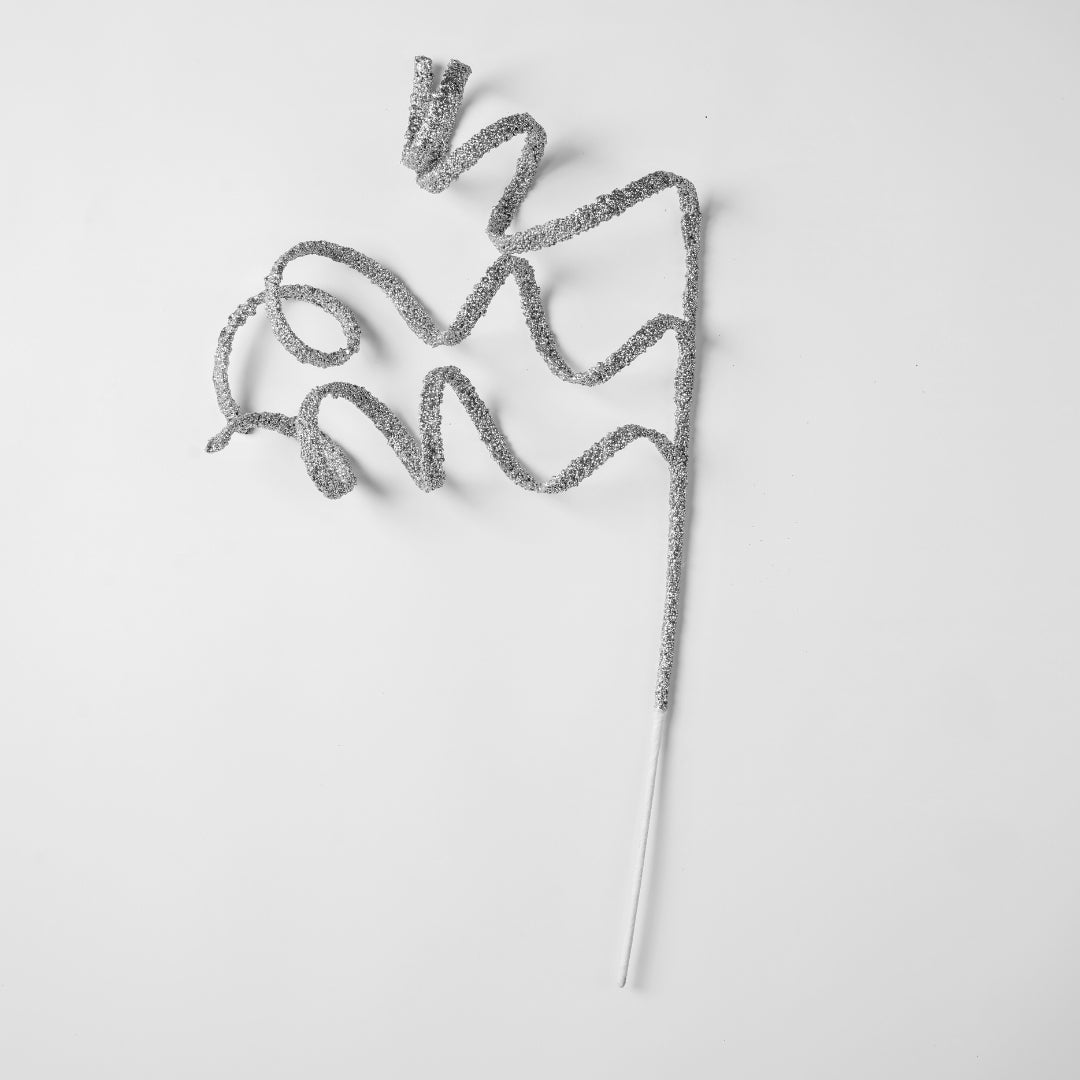 Silver Glitter Twirl Pick