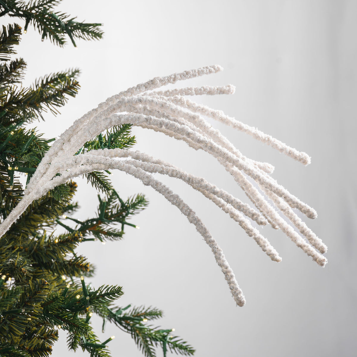 Snow Covered White Glitter Pick