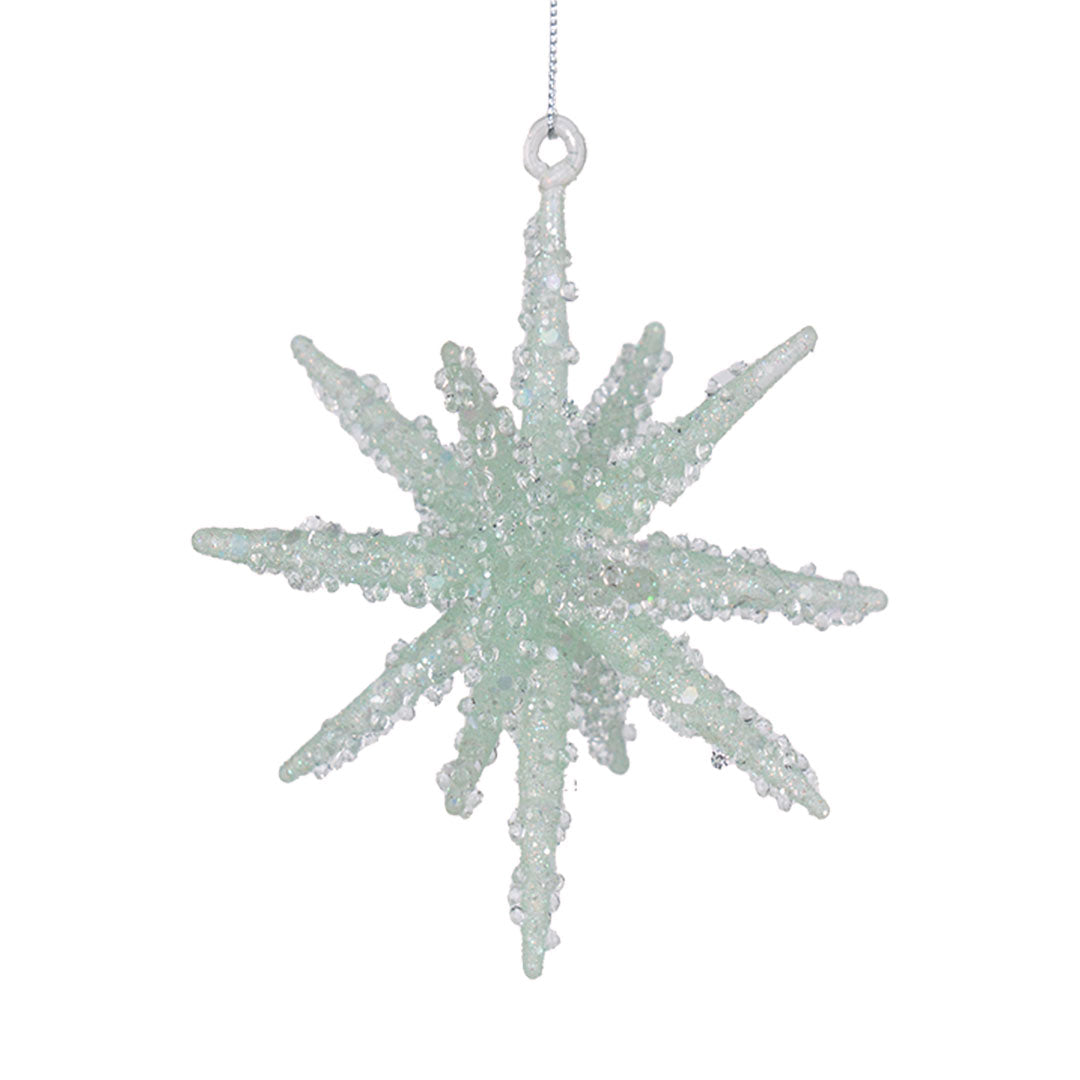 Teal Star Burst Ornament with Crystal Sugar Beads