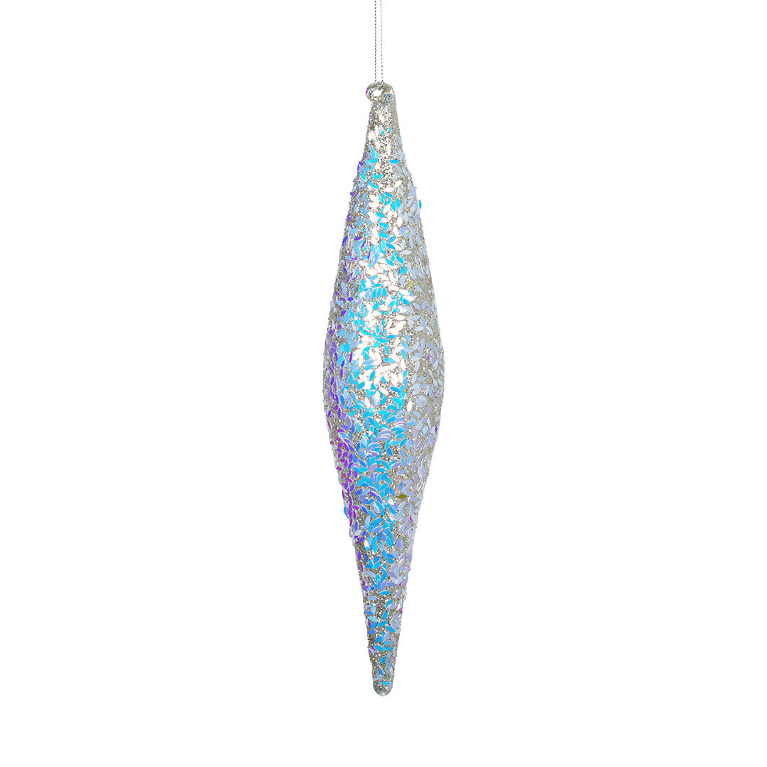 Irisdescent Finial Ornament with Iridescent Sequins