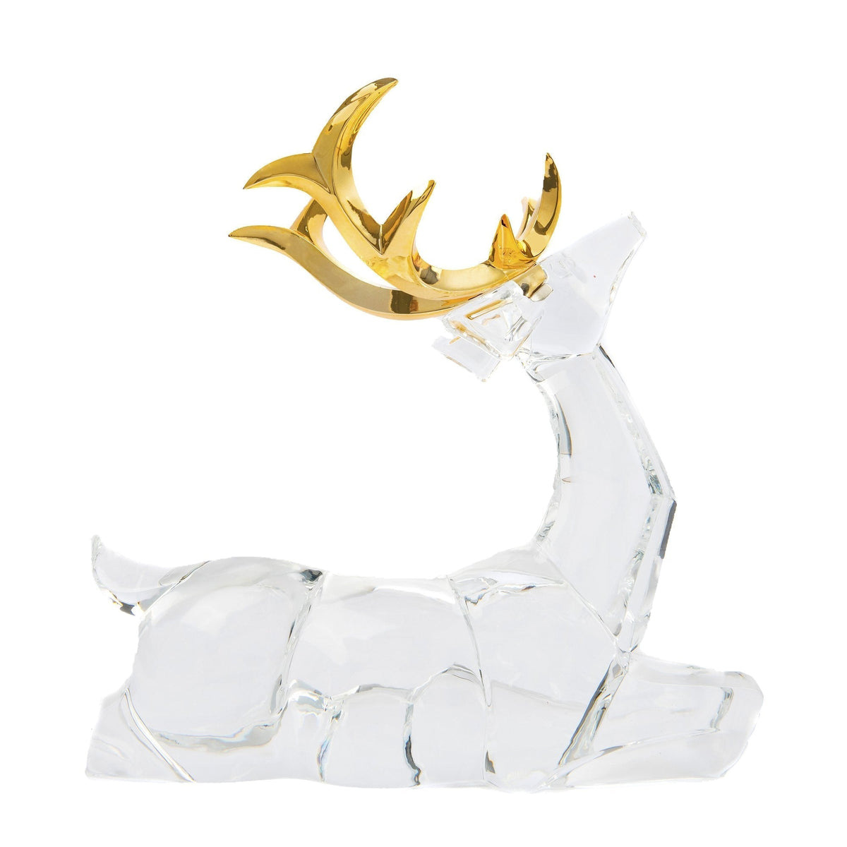 Acrylic Sitting Reindeer with Metallic Gold Horn