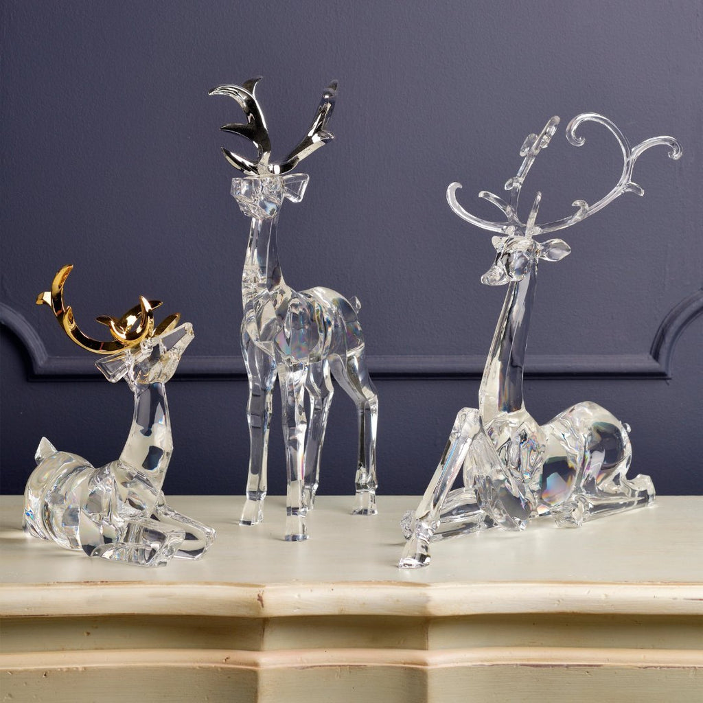 Acrylic Standing Reindeer with Metallic Silver Horns Tabletop