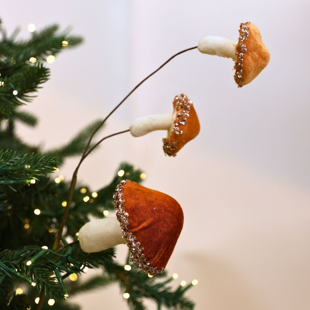 Amber Mushroom Pick With Rhinestones