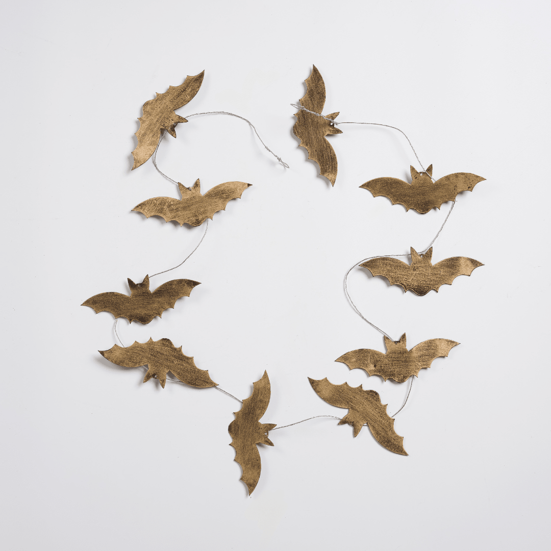Antique Gold Bats Metal Garland