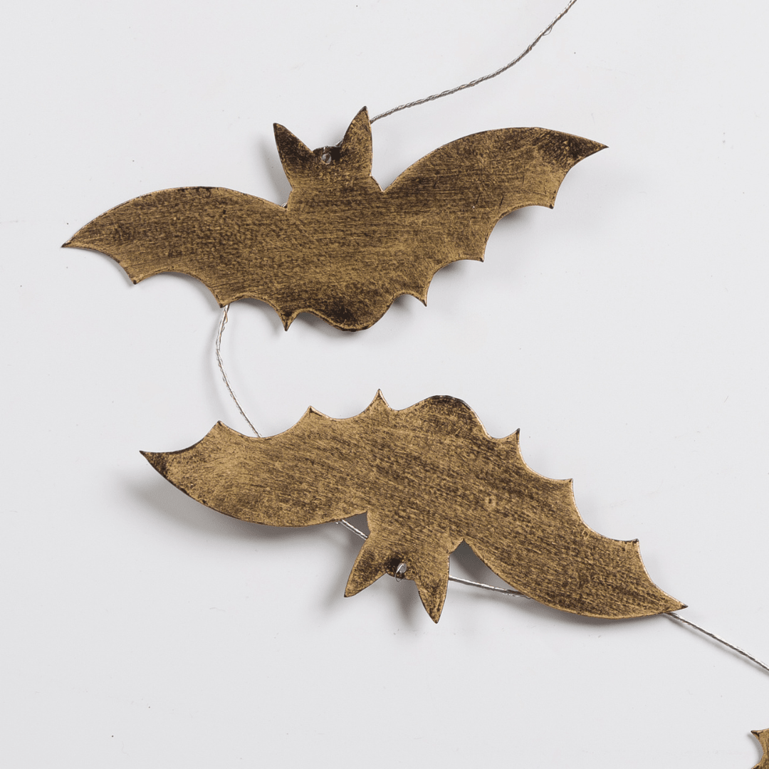 Antique Gold Bats Metal Garland