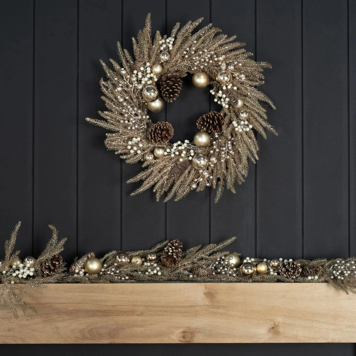 Antique Gold Garland with Gold Ball Ornaments