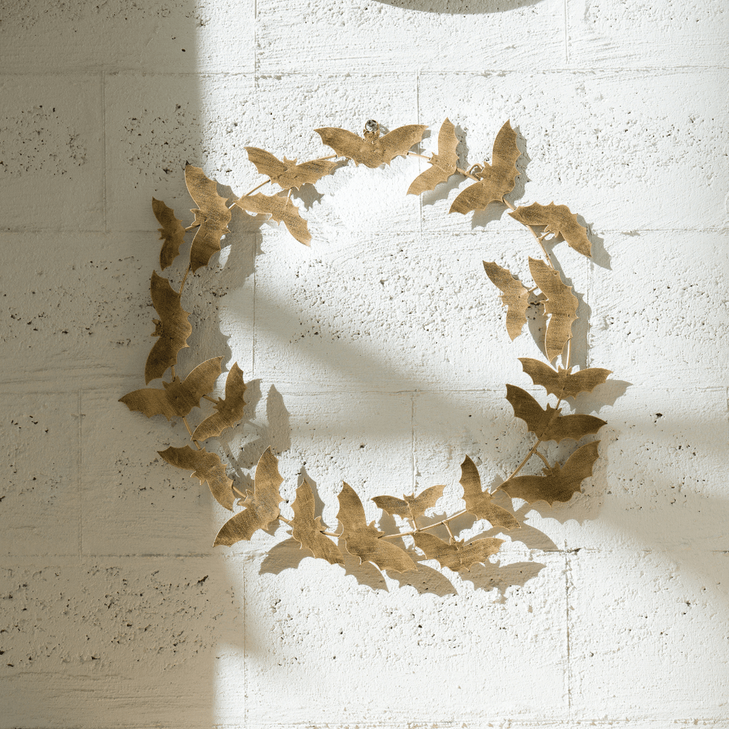 Antique Gold Metal Bat Wreath