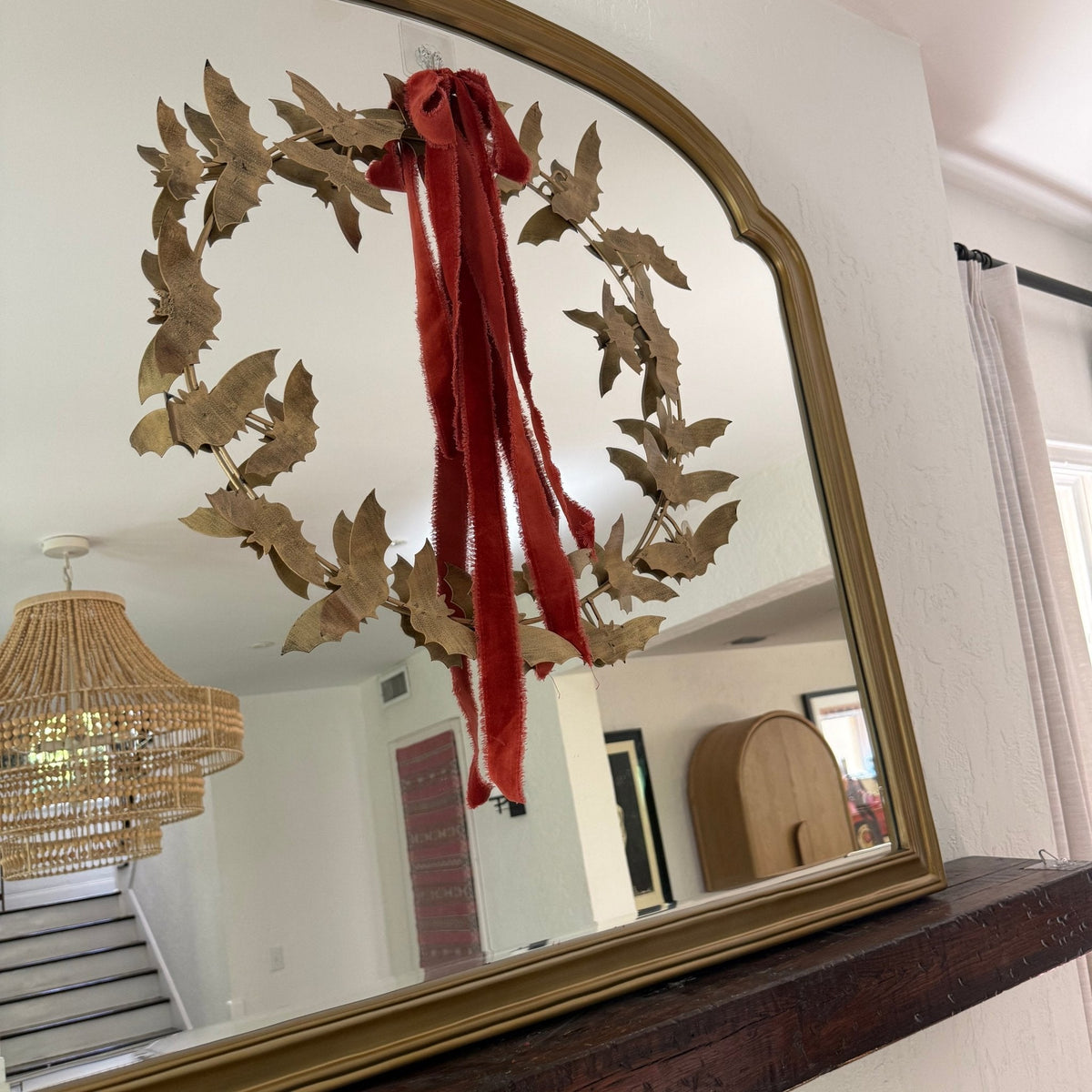 Antique Gold Metal Bat Wreath