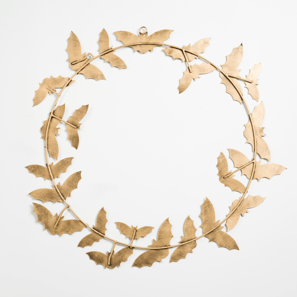 Antique Gold Metal Bat Wreath