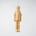 Beige Flocked Nutcracker Ornament 12-Inch