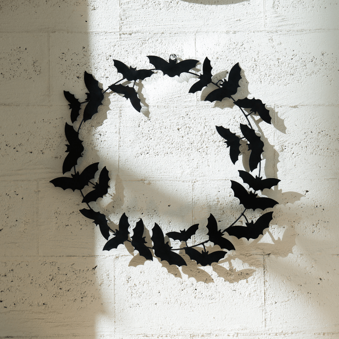Black Metal Bat Wreath