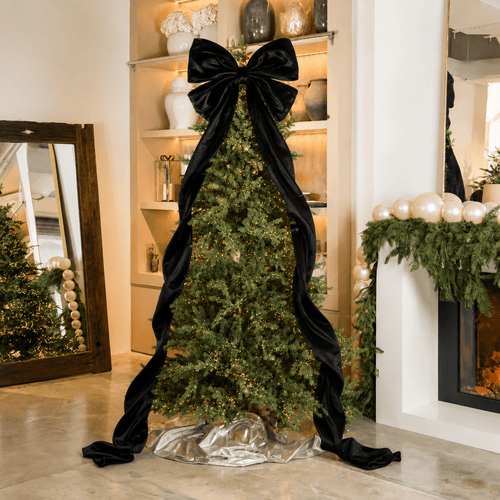Black Velvet Large Bow Topper with extra long tales