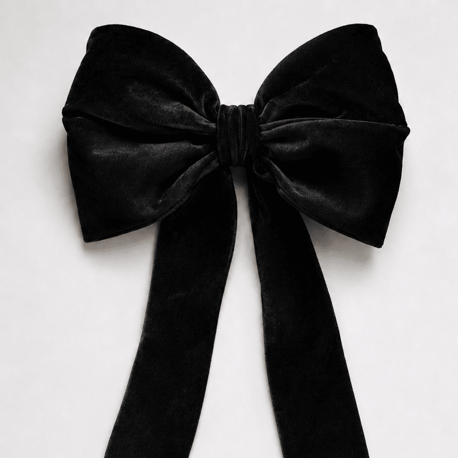 Black Velvet Large Bow Topper with extra long tales