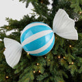 Blue Candy Ornament With White Stripes
