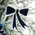 Blue Velvet Bow With White Lace Lining