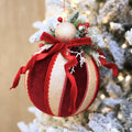 Burgundy & Champagne Ball Ornament With Bow & Foliage