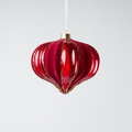 Burgundy & Champagne Onion Glass Ornament with Glitter