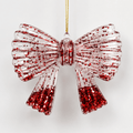 Burgundy Clear Glass Hanging Bow Ornament