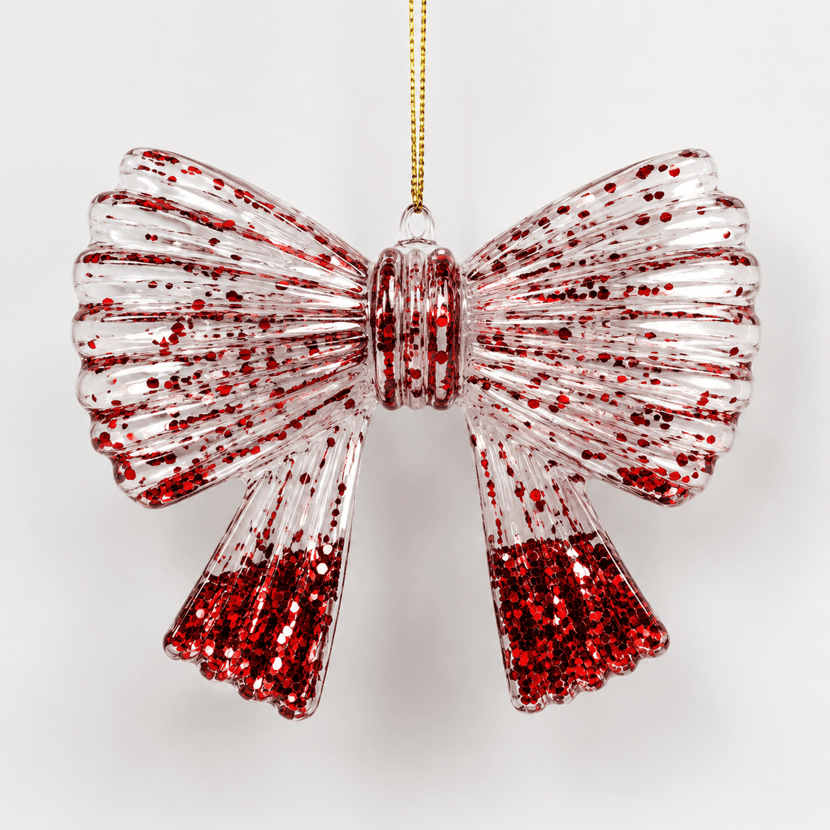 Burgundy Clear Glass Hanging Bow Ornament