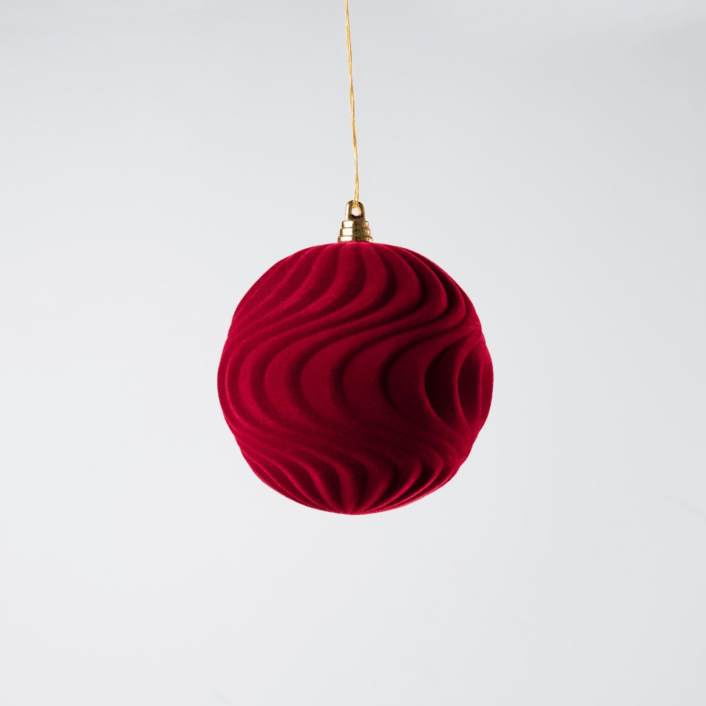 Burgundy Flocked Ball Ornament