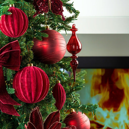 Burgundy Flocked Ball Ornament