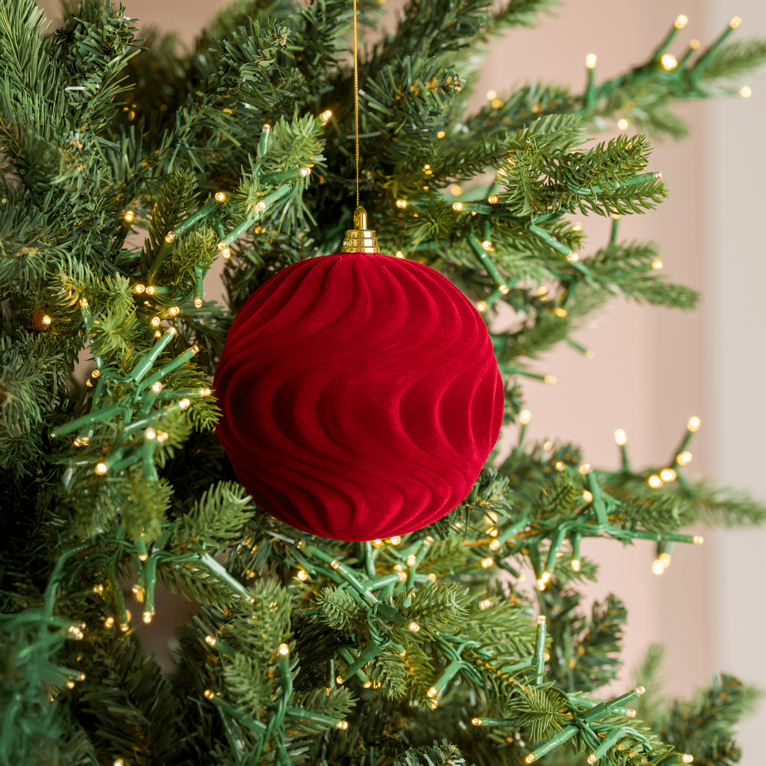 Burgundy Flocked Ball Ornament