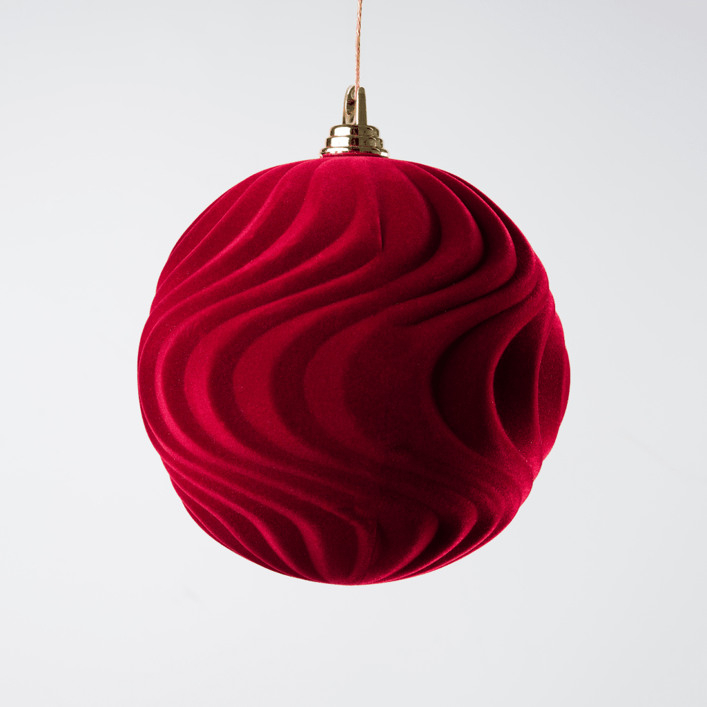 Burgundy Flocked Ball Ornament