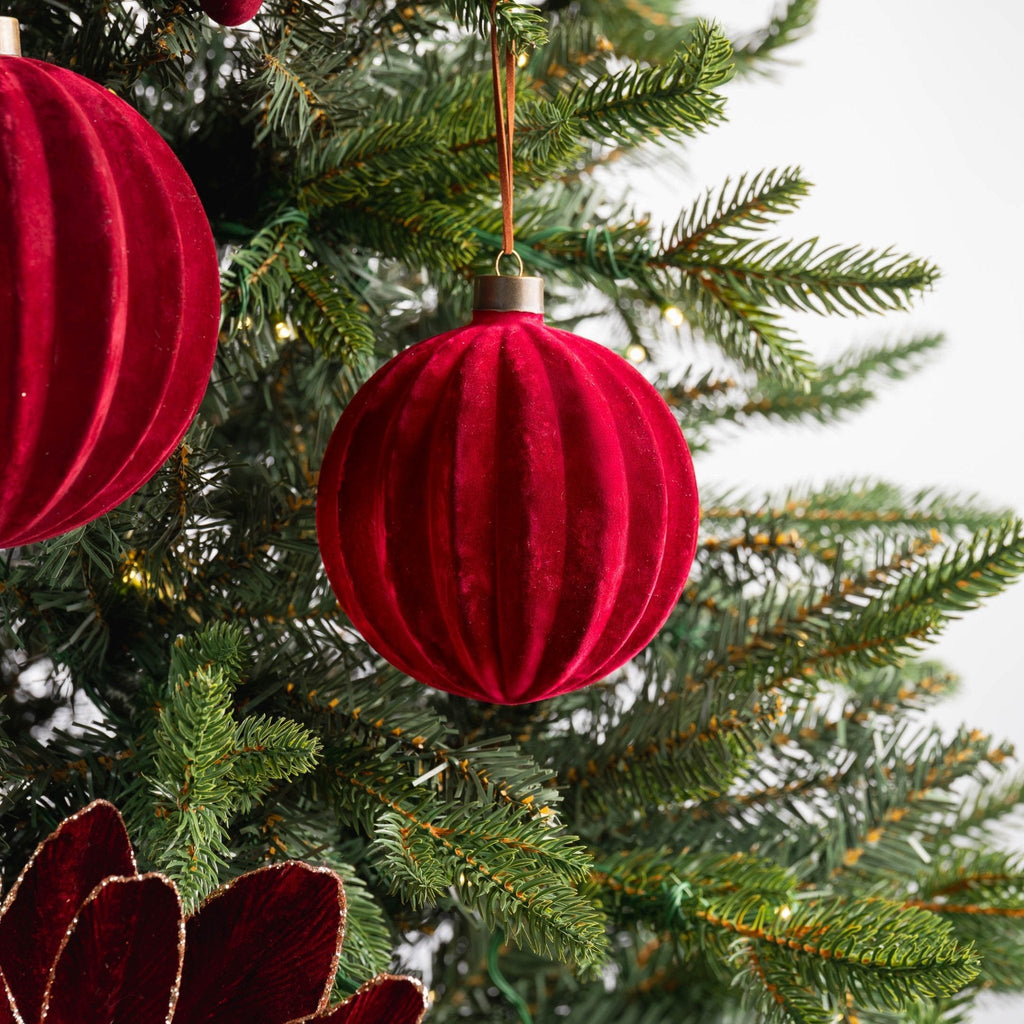 Burgundy Flocked Ball Ornament