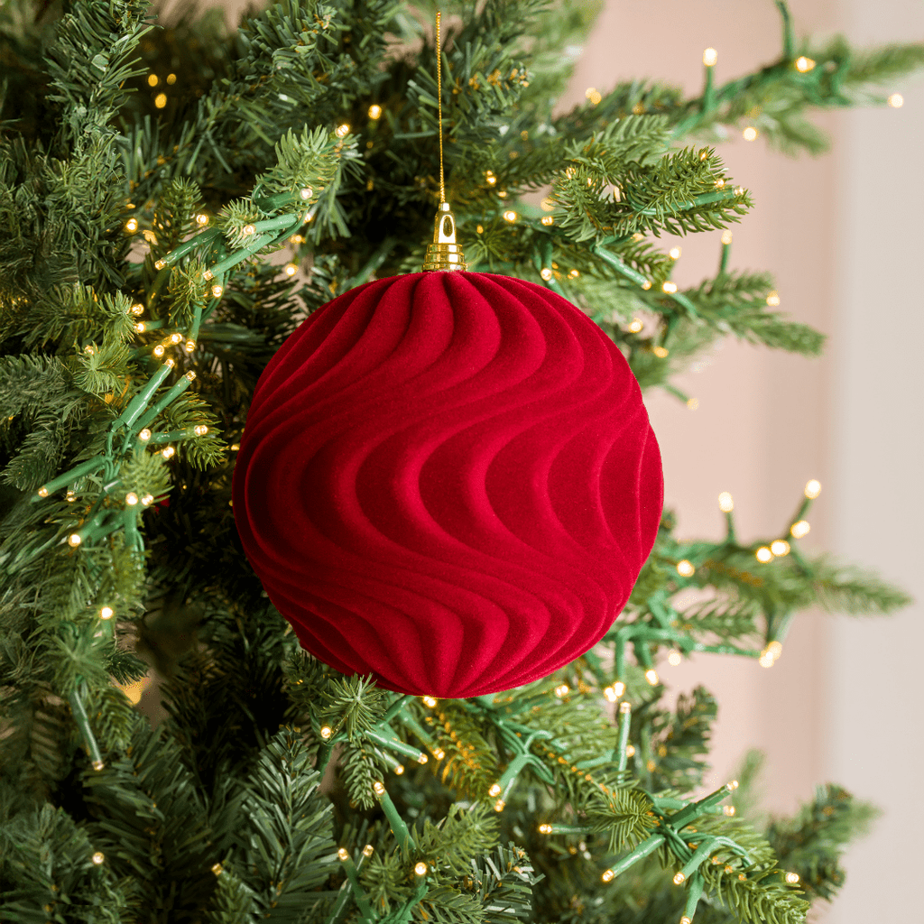Burgundy Flocked Ball Ornament
