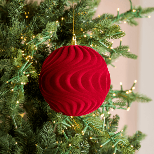 Burgundy Flocked Ball Ornament