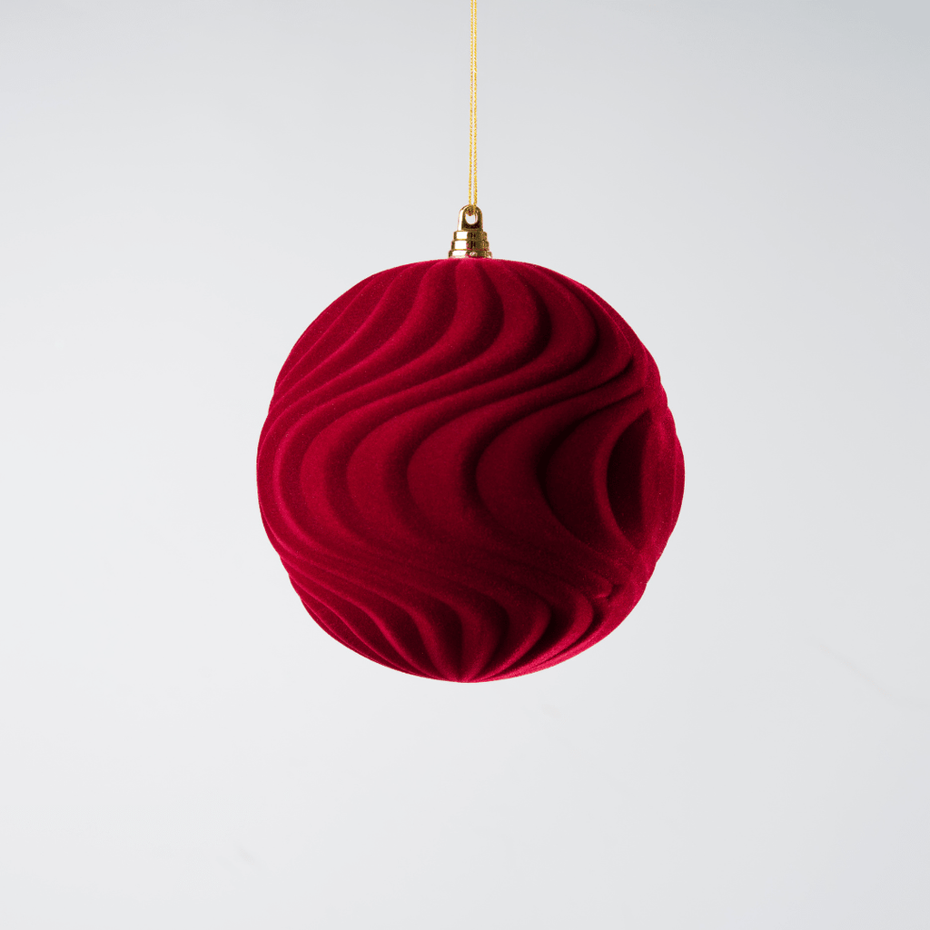 Burgundy Flocked Ball Ornament