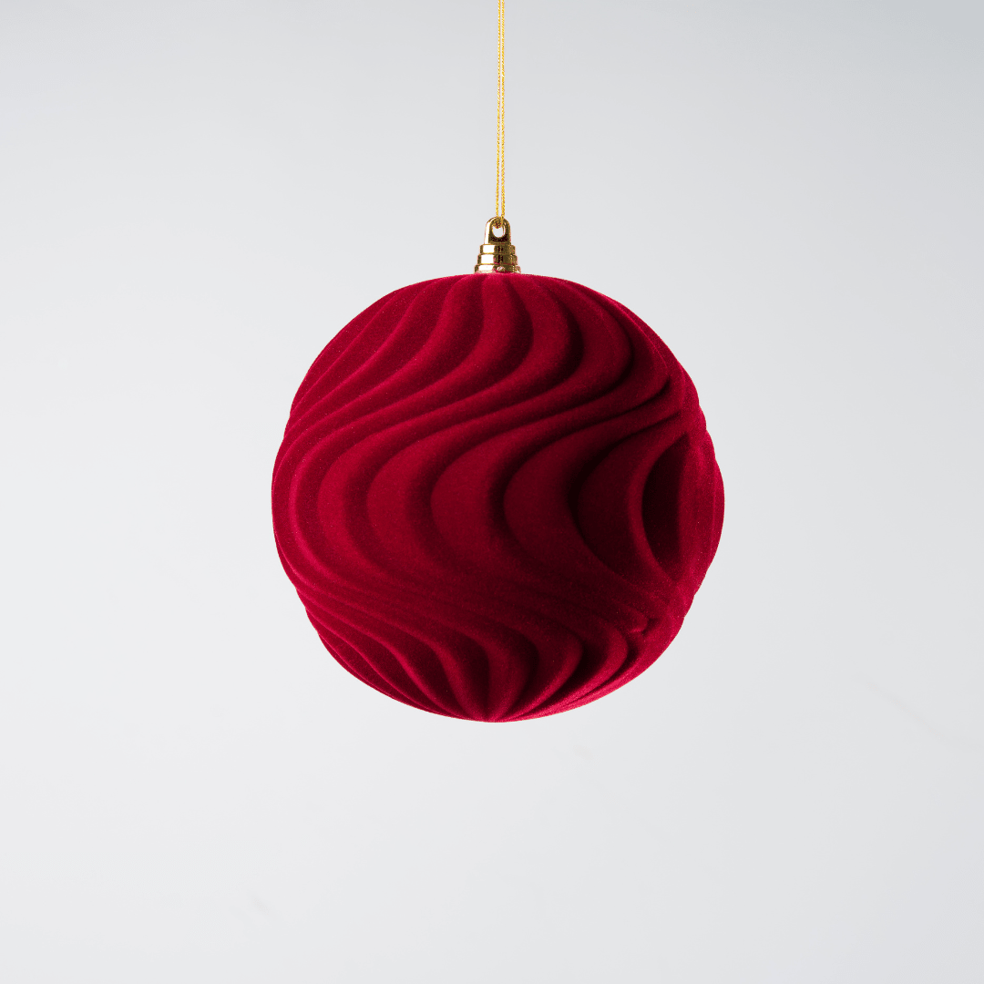 Burgundy Flocked Ball Ornament