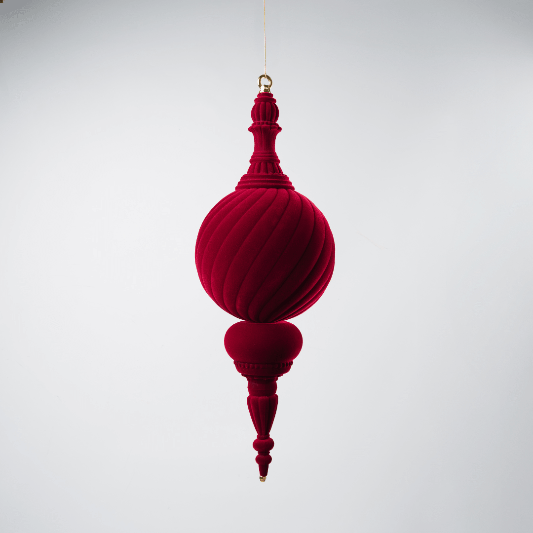 Burgundy Flocked Finial Ornament 23"