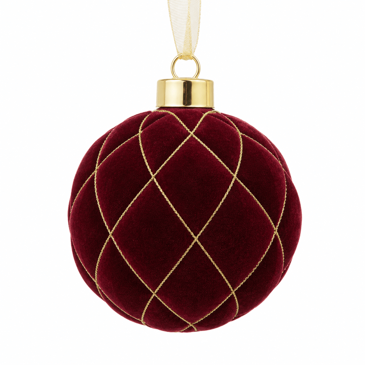 Burgundy Flocked Glass Ornament 4"