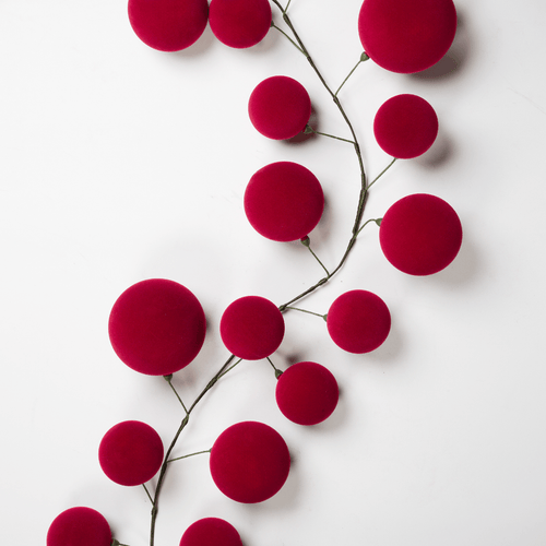 Burgundy Flocked Mixed Ornament Garland 6"