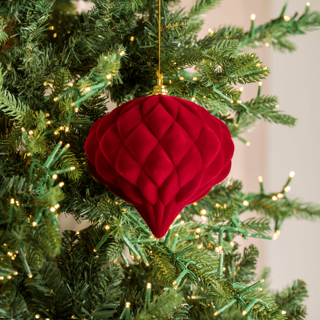 Burgundy Flocked Onion Ball Ornament 6"