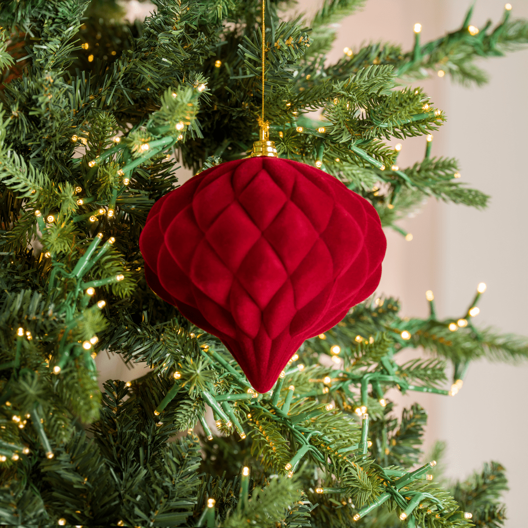 Burgundy Flocked Onion Ball Ornament 6"