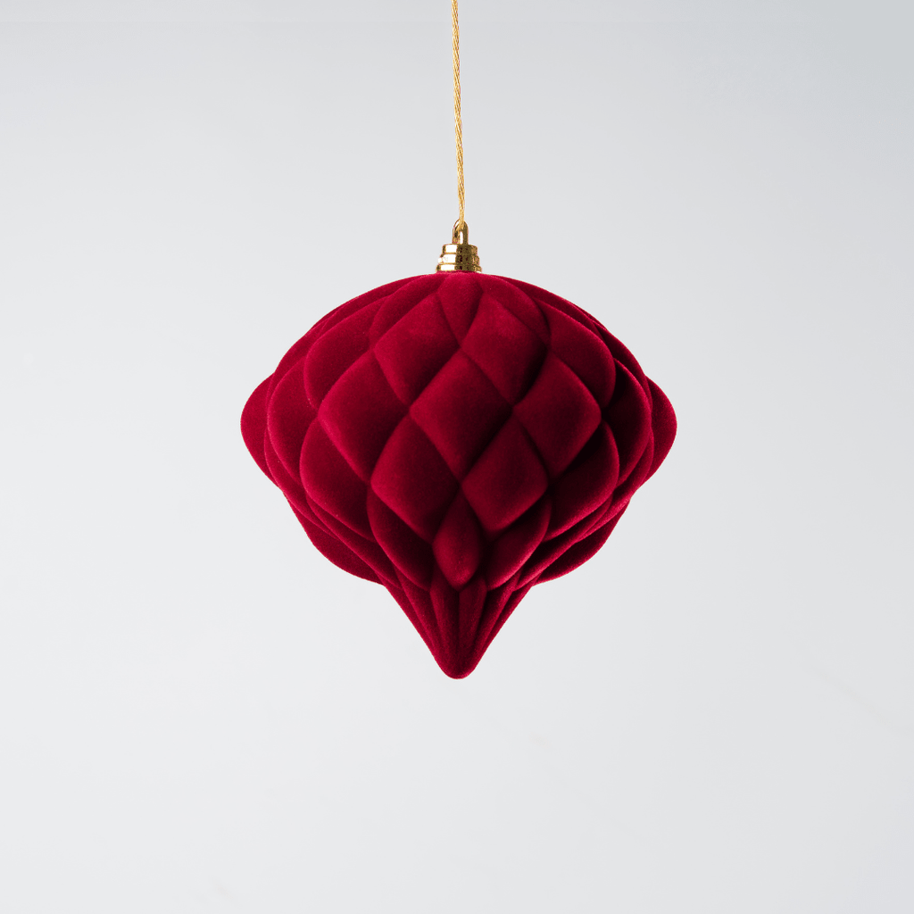 Burgundy Flocked Onion Ball Ornament 6"