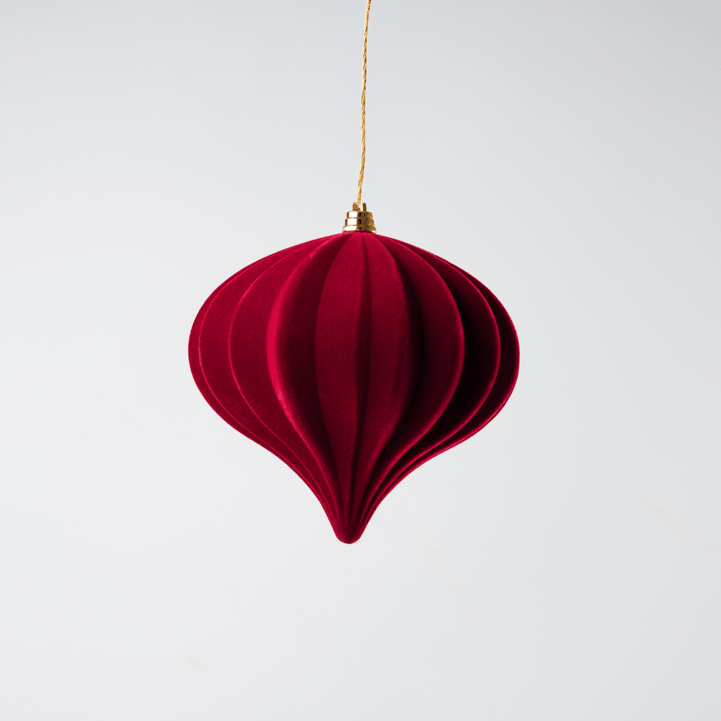 Burgundy Flocked Onion Ornament 6"