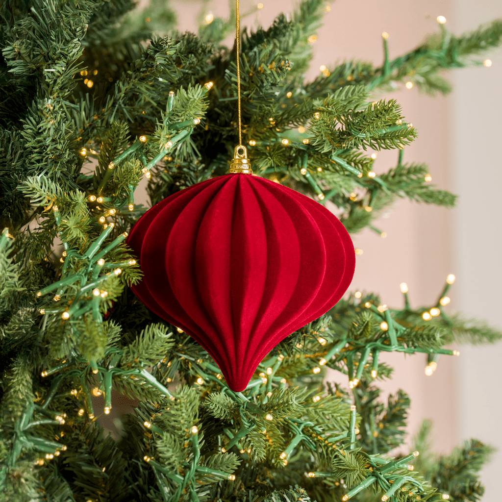 Burgundy Flocked Onion Ornament 6"