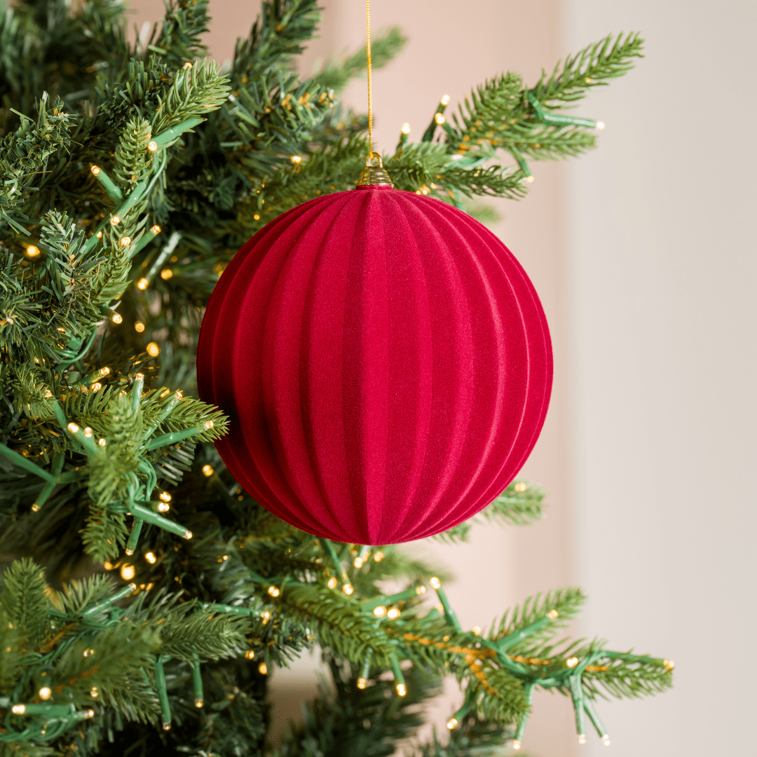 Burgundy Flocked Round Ornament