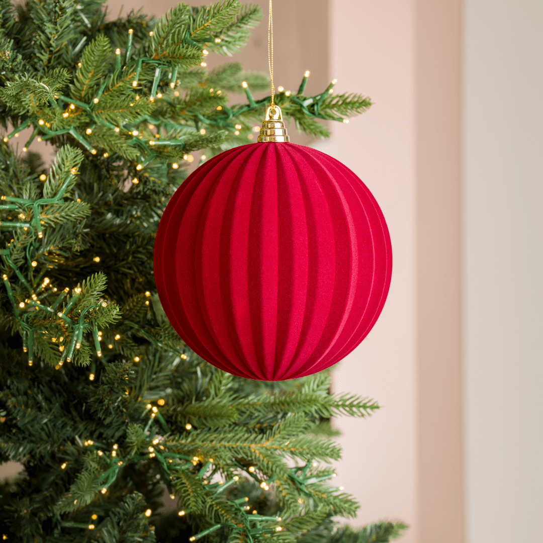 Burgundy Flocked Round Ornament