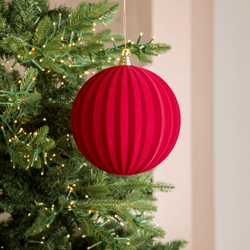 Burgundy Flocked Round Ornament
