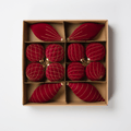 Burgundy Flocked Shatterproof 12-Piece Ornament Set