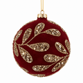 Burgundy Paisley 4" Flocked Ball
