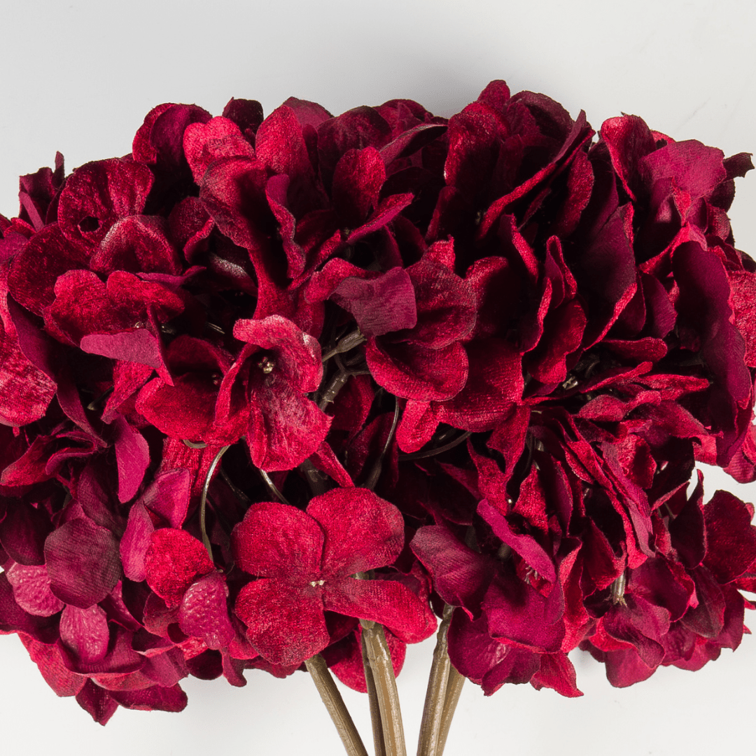 Burgundy Velvet Hydrangea Bundle (Set of 5)