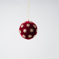 Burgundy Sunflower Rhinestone Velvet 4" Ball Ornament